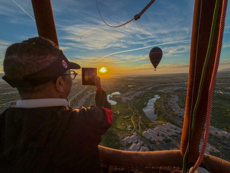 Scenic view of the desert landscape from a hot air balloon